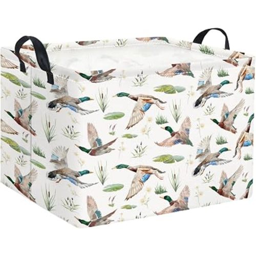 Rectangular Kids Basket Baby Girl Basket Fabric Storage Bin Organizer Box Room Decor(Duck)