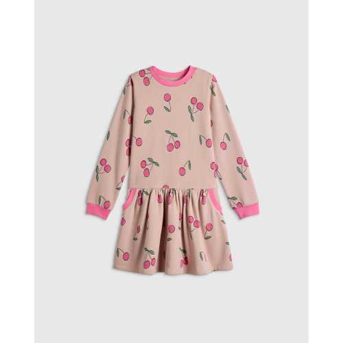Girls Cozy Fleece Sweatshirt Dress - Toddler Girl in Cherries