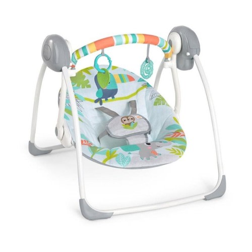 Bright Starts Rainforest Vibes Portable Baby Swing w/6 Speeds & 10 Sounds 0m+