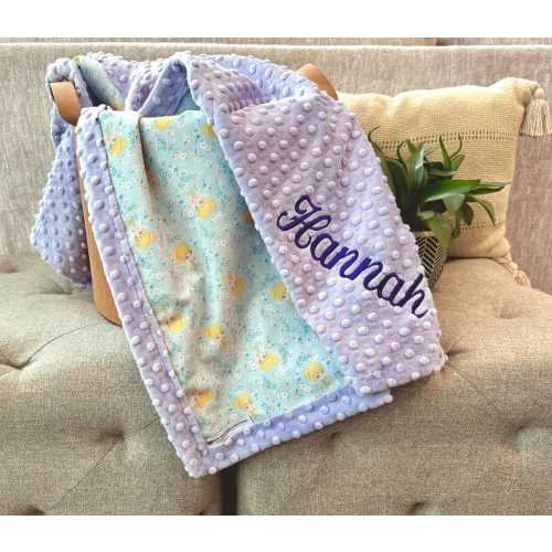 Personalized Tinkerbell Blanket | Frame Style Border | Embroidery | Baby Shower Gift | Monogrammed Baby Blanket, Cotton Print & Minky