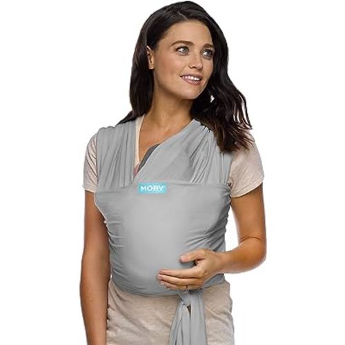 Moby Baby Wrap Carrier Classic for Newborns to Toddlers (8-33lbs), Infant Sling Carrier, Lightweight & Hands Free Design, Adjustable for All Body Types (Stone Grey)