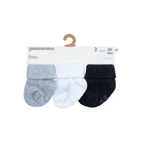 Medium Grey Baby Rib Socks. 3 Pack | Best&Less™ Online