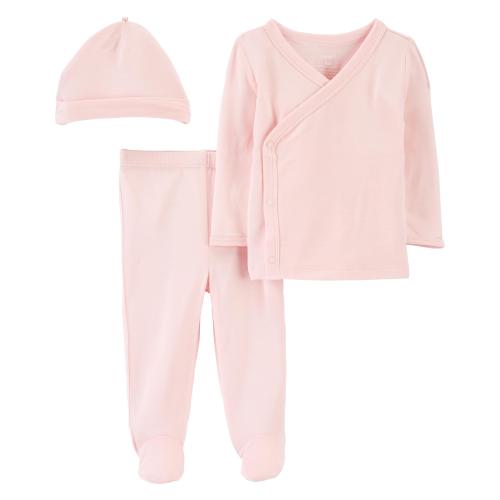 Baby 3-Piece PurelySoft Side-Snap Set - NB - Style,Pink