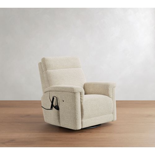 Dream Square Arm Upholstered Deluxe Power Swivel Recliner Heat Massage, Polyester Wrapped Cushions, Basketweave Slub Oatmeal