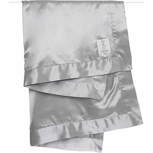Little Giraffe Baby Blanket - Velvet Soft Blanket with Satin Trim - Baby Stroller Blanket - Newborn Baby Essentials & Baby Gifts - 29x35" - Silver