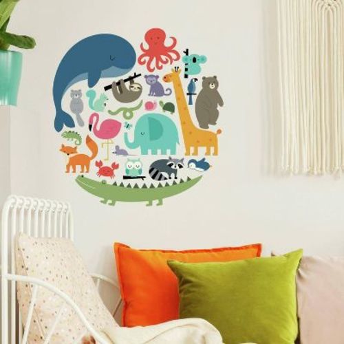 RoomMates We Are One Animal Peel and Stick Wall Decal: Vinyl, Patterned, 28 Pieces