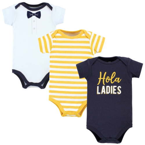 Hudson Baby Infant Boy Cotton Bodysuits, Hola Ladies 3-Pack, 6-9 Months