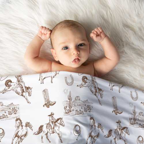 Western Blanket Baby Boy Personalized Ranch Sherpa Soft Vintage Cowboy Blanket with Name Newborn Western Crib Bedding