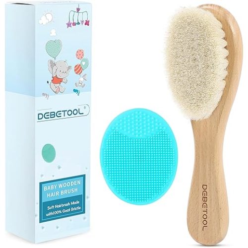 Baby Hair Brush & Cradle Cap Brush Set for Newborns - Gentle Infant Baby brush with Soft Bristles, Newborn Gift Essential