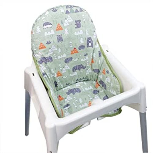 ZARPMA Cotton Seat Covers for IKEA Antilop Highchair,Cotton Surface and Padded,Forest Pattern Foldable Baby Highchair Cover for IKEA Child Chair Cushion (Green Forest)