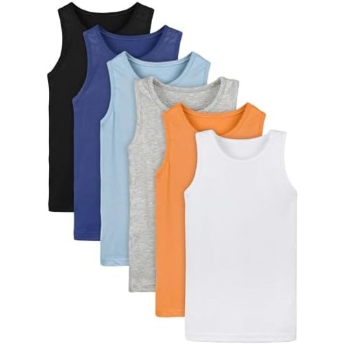 Cooraby 6 Pack Toddler Tank Top Kids Undershirts Soft Undershirt for Boys and Girls