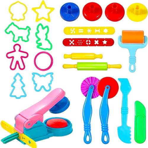 ANTIC DUCK 22 Pcs Play Dough Tools Kit, Playdough Set for Kids Ages 2-6, Non-Toxic Craft Toys