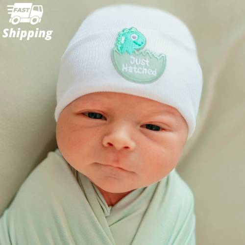 Dinosaur Egg Newborn Hospital Hat: Double Ply Baby Beanie