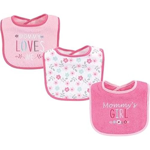 Luvable Friends Unisex Baby Cotton Drooler Bibs with Fiber Filling, Girl Mommy, One Size