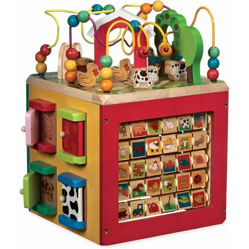 Battat - Activity Cube With Farm Theme - Educational Wooden Toys For Toddlers And Kids - 1 Year +