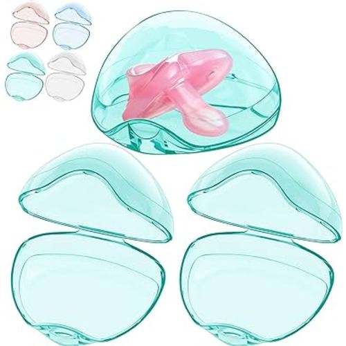 Smlpuame Pacifier Case,3 Pack BPA Free Pacifier Holder Case,Transparent Container Box for Baby Binky（Not Included),Essential Pacifier Accessories,Alway Keep Paci Clean,Easy to Clean(Green)