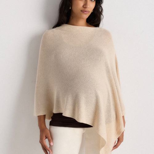 Lightweight Cotton Cashmere Nursing Shawl in Heather Oatmeal