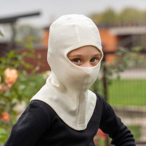 Kids Balaclava Face Mask Outdoor Toddler Wool Hat Face Cover Mask Unisex Baby Clothes 250gsm Natural