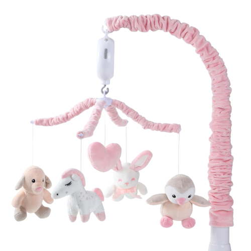 JOLLITO Crib Mobile For Girls, Pink Musical Baby Mobile With 12 Lullabies,Rotating Arm and Detachable Plush Animal Toys, Nursery Decor Soft Baby Mobile for Crib Toys Bassinet,newborn Essentials Gift