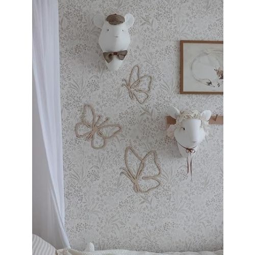 Wooden Wall Butterflies Décor Sign for Kids Room Backdrop – Boho Nursery Wall Art, One Line Minimalist Design, Woodland