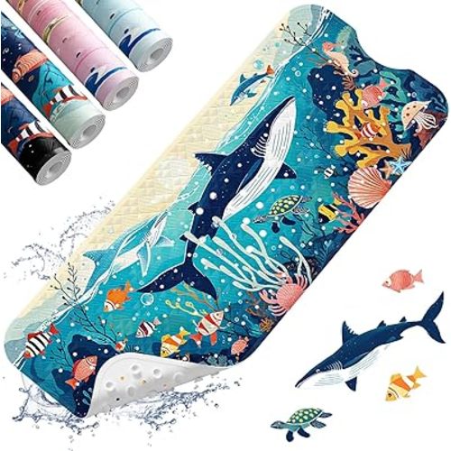 XIYUNTE Baby Bath Mat for Tub Non Slip Kids Bath Mat - 40"x16" Extra Long Bathtub Mat Non Slip Kids, Eco-Friendly Toddler Bath Mats with Suction Cups for Secure Grip, Easy to Clean & Easy Drying