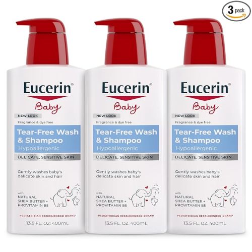 Eucerin Baby Unscented Baby Shampoo and Body Wash, Hypoallergenic, Tear Free Shampoo and Wash with Pro-Vitamin B5 and Shea Butter, 13.5 Fl Oz Bottle 3 pack | Unscented Baby Shampoo and Body Wash with Pro-Vitamin B5 and Shea Butter, Hypoallergenic, Tear Fr