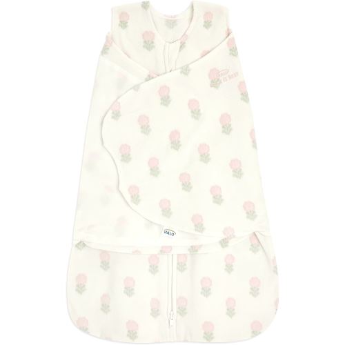 HALO Micro-Fleece Sleepsack Swaddle, 3-Way Adjustable Swaddle Blanket for Newborn and Infants, TOG 3.0 for Cold Climates, Hip Healthy, Block Flower, Newborn, 0-3 Months