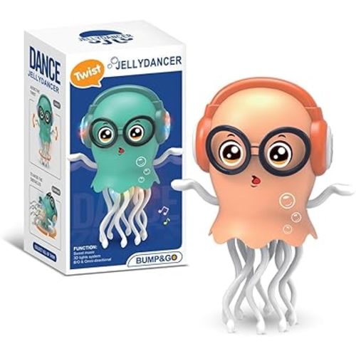 Dancing Jellyfish Baby Toy, Crawling Jellyfish Tummy Time Toy, Magic Dancing Music Crawling Toys for 3 4 5 6 7 8 Year Old Boy Girl Kids Birthday Gifts, Interactive Relax for Office Desk