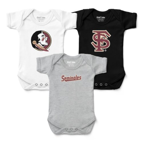 Florida State Seminoles Chad & Jake Infant Three-Pack Logo Bodysuit Set - White
