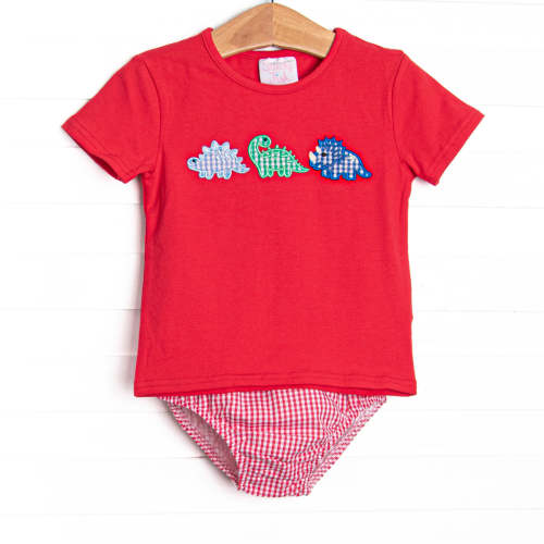 Roar and Explore Applique Diaper Set, Red – Stitchy Fish