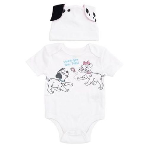 Disney 101 Dalmatians Newborn Baby Boys Cosplay Bodysuit and Hat Set White 101 Dalmatians 3-6 Months