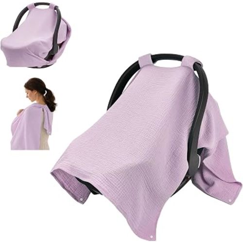 SERAPHY 2-in-1 Muslin Baby Car Seat Cover & Nursing Cover for Breastfeeding
