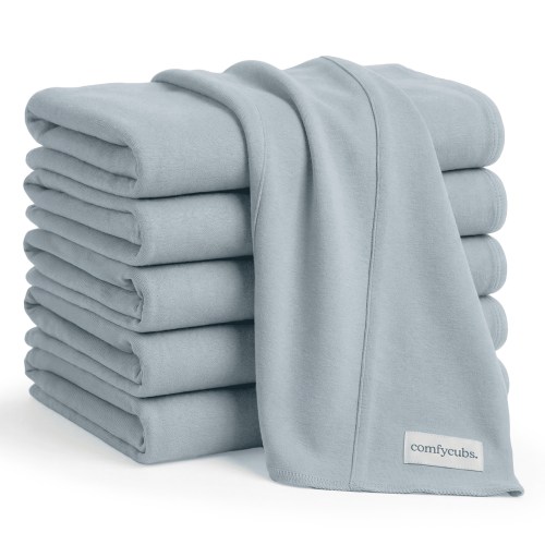 Comfy Cubs 100% Cotton Absorbent Burp Cloths - Large, 6 Pack (Pacific Blue)
