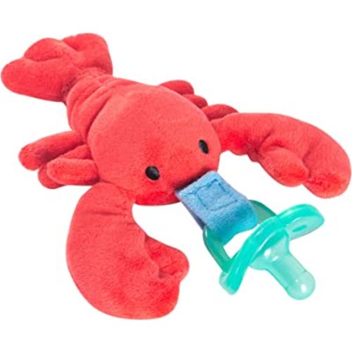 Baby Newborn Pacifier - Infant Pacifiers Soothie Snuggle - Lobster Pacifier Holder- 3, 6, 9, 12 Months - Baby Comfort Binky with Detachable Plush Toy