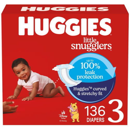 Huggies Little Snuggler's/Little Mover's Diapers - Size 3 - Box of 136
