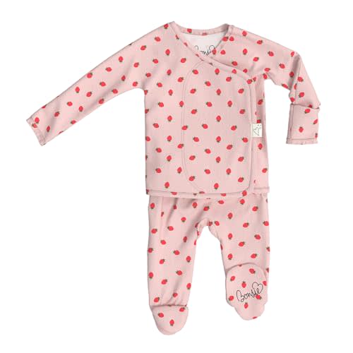 Bonsie Skin to Skin Babywear Footed Bodysuit - Pink Strawberry Pattern Baby One Piece