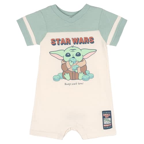 STAR WARS The Mandalorian Grogu Short Sleeve Athletic Romper Newborn to Toddler Sizes (0-3 Months - 3T)