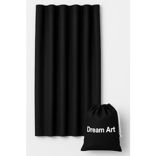 DREAM ART Anywhere Portable Blackout Curtain/Adjustable Blackout Shades/Temporary Blackout Blinds with Suction Cups for Nursery,Children Kids Bedroom or Travel Use,Black,1 pc W51xL71Inch(130X180cm)