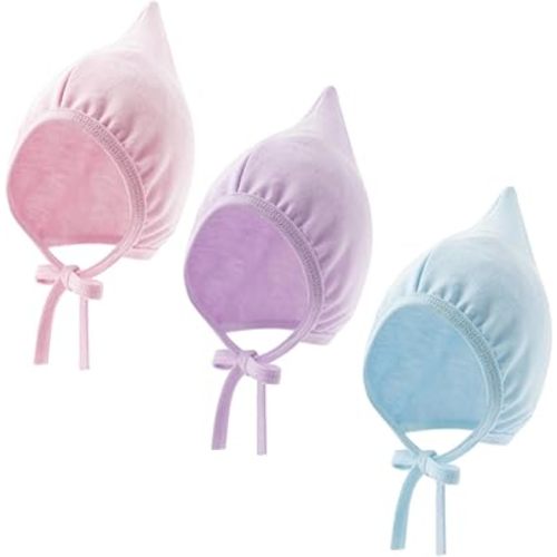 Newborn Baby Hospital Hat Soft Cotton Infant Pointed Hat with Adjustable Tie Cute Beanie Cap for Baby Boys Girls