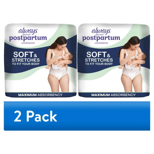 (2 pack) Always Discreet Postpartum and Adult Incontinence Underwear for Women, Size S/M, Maximum Protection, 14 Count