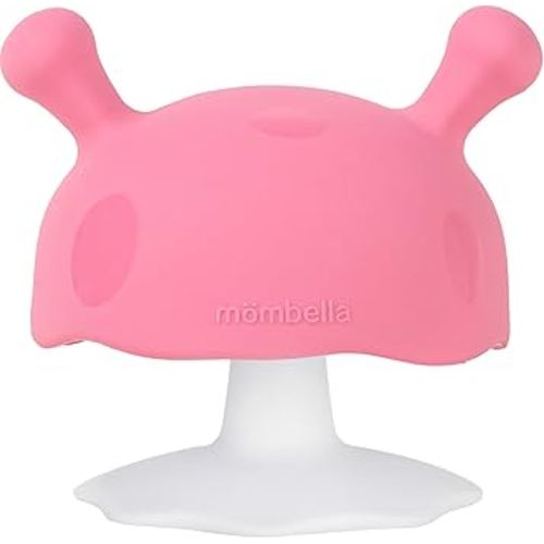 Baby Teething Toys for 3-12 Months+,Silicone Mombella Baby Teether with Suction Base,Soft & Easy to Grasp for Teething Relief,Safe & Comfortable Teether Toys for Sucking Needs,BPA Free (Pink)