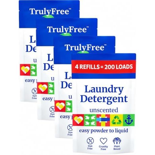 Truly Free Natural Laundry Detergent - Refill Only, Unscented, 200 Loads