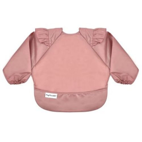 Tiny Twinkle Mess-Proof/Waterproof Long-Sleeve Baby Bib, Machine Washable Smock for Eating (Taupe, Large 2-4 Years)