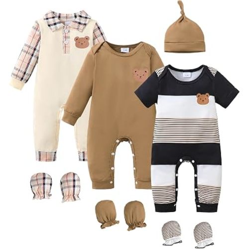Preemie Baby Boy Clothes Newborn Essential Infant Must Have Romper Hat Mitten Outfit Set Preemie-18 Months 10Pcs