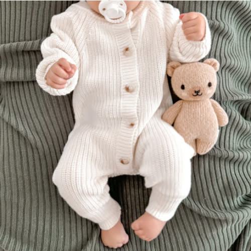 Button Knit Jumpsuit - Cloud l Pine Kids & Co – Pine Kids Co