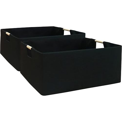 Storage Bin for Shelves Rectangle Closet Baskets Foldable Box with Handles Black Storage Boxes for Home Office Car Dormroom