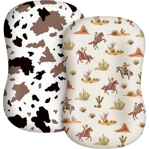 CroBlissful 2 Pack Western Cowboy Baby Lounger Cover Stretchy and Soft Infant Lounger Cover Breathable and Soft Baby Nest Slipcover for Boys Girls