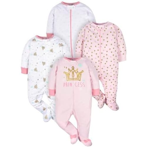 Gerber Baby Girls 4-Pack Sleep 'N Play Footie