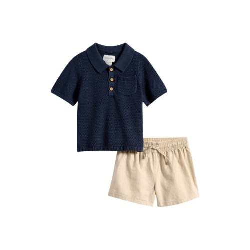 Knit Polo & Shorts Set