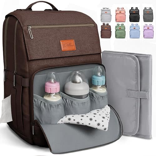 PILLANI Baby Diaper Bag Backpack - Large Bag for Boys & Girls, Waterproof Diaper Backpack - Travel Diaper Bags w/Changing Pad, Baby Registry Search & Shower Gifts - Essentials Must Haves Newborn Stuff